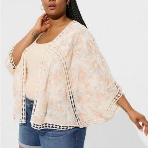 NWT - Crochet Lace Inset Kimono